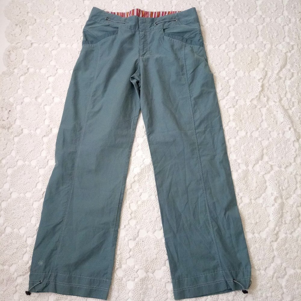 Athleta Hiking Pants Straight Leg High Rise Dusty Blue Rip Stop 16 Tall Women